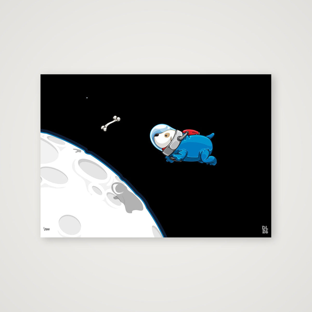 Space Doggy Print — A4 (12×8") Print only