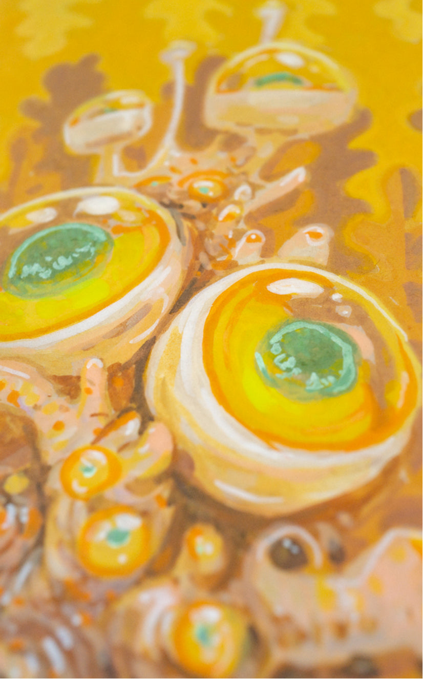 Close-up of Eye Pod Nanos, showing two large glossy eye pods with green centers.