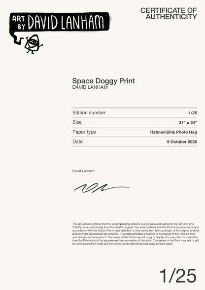 Space Doggy Print — Certificate of Authenticity