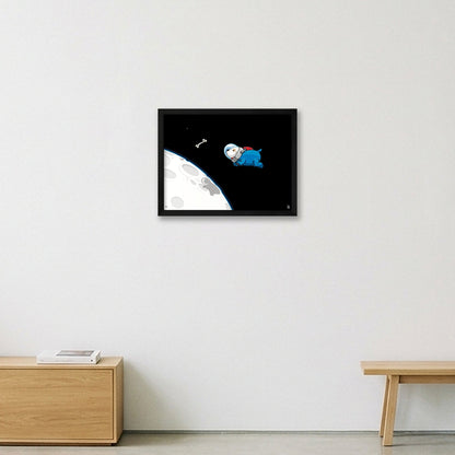Space Doggy Print — 16×12" Black Frame