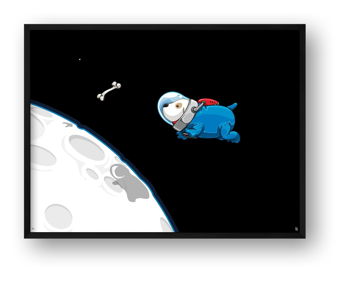Space Doggy Print — framed