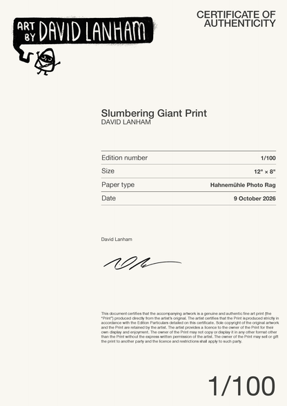 Slumbering Giant Print — Certificate of Authenticity