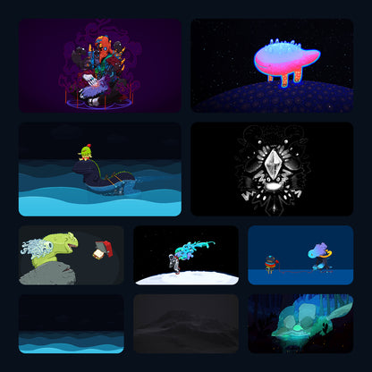 More Deep Dark wallpapers, including Chrysalis, World Beast, Moonwalk, Weightless and a night-time Game Hunter.